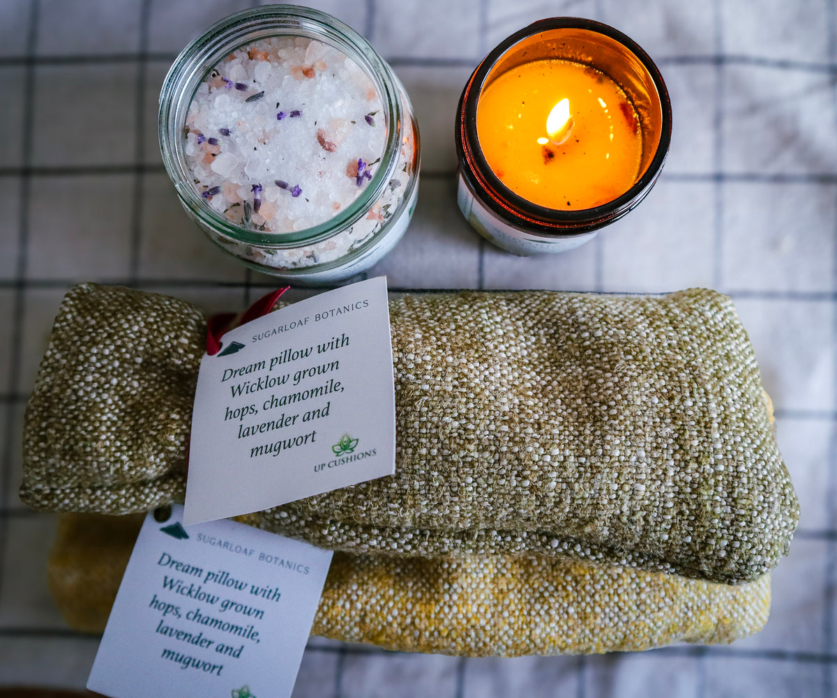 Herbal dream pillow with lavender mugwort and hops